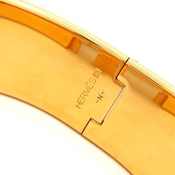 Hermes Bangle Click Clack H Gold And Orange - Picture 4 of 5